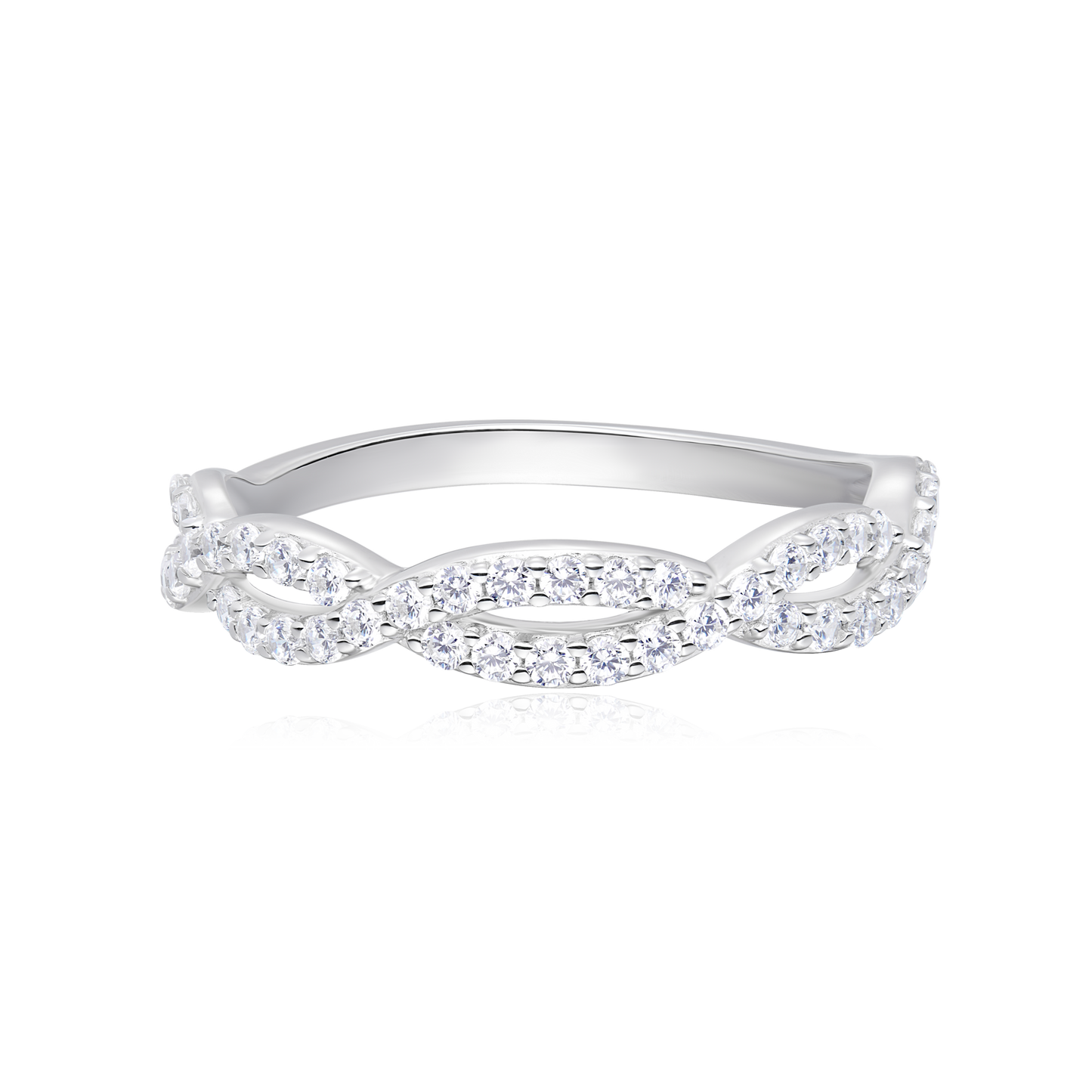 Full Pave Twist Ring in 14K White Gold | Monte Luna
