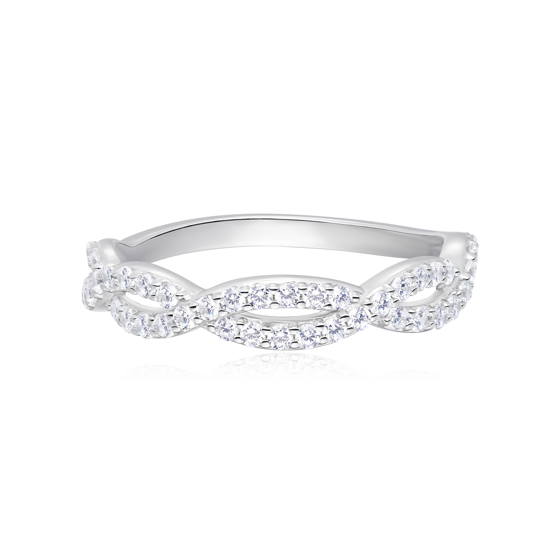 Full Pave Twist Ring in 14K White Gold | Monte Luna