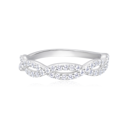 Full Pave Twist Ring in 14K White Gold | Monte Luna