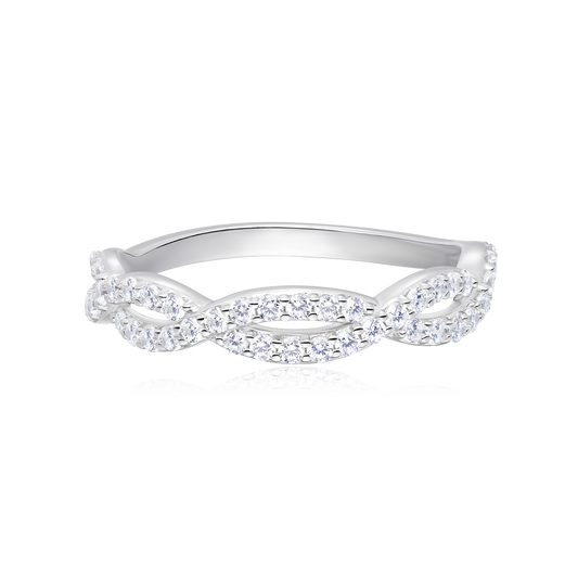 Full Pave Twist Ring in 14K White Gold | Monte Luna