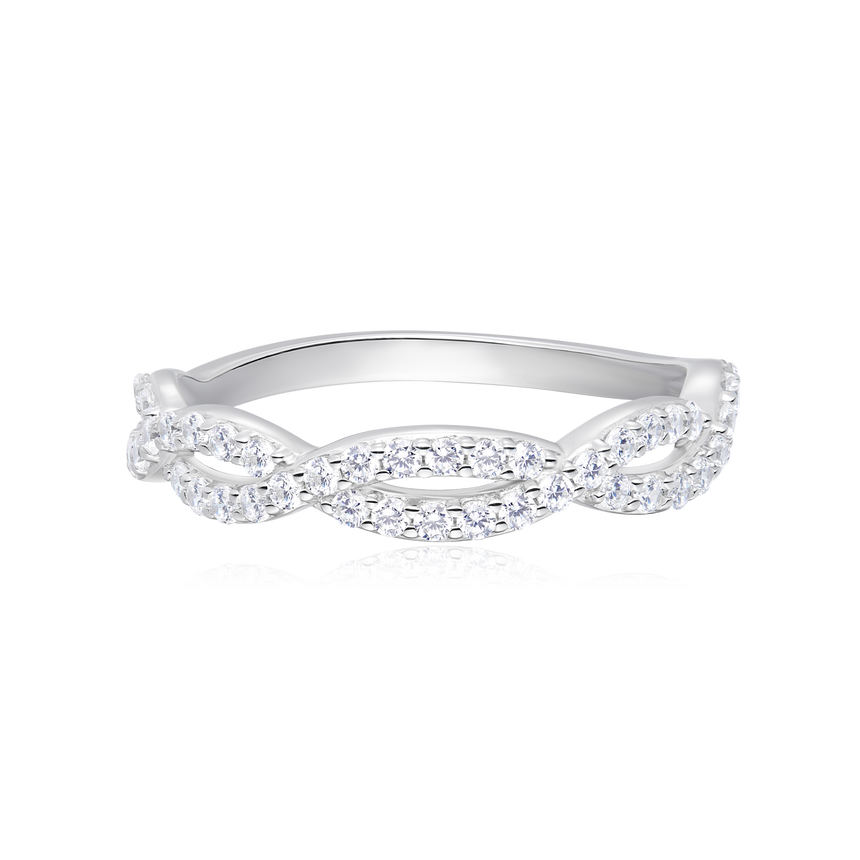 Full Pave Twist Ring in 14K White Gold | Monte Luna