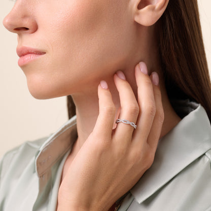 Full Pave Twist Ring in 14K White Gold | Monte Luna
