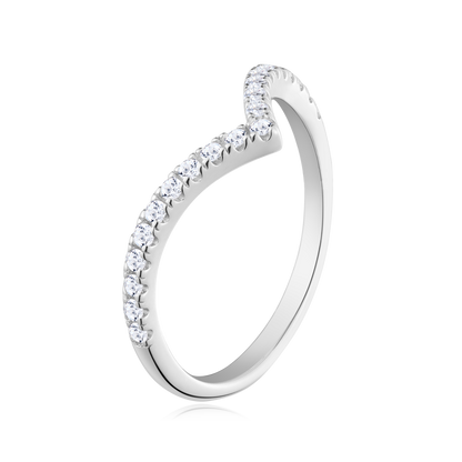 Chevron Pave Ring in 14K White Gold | Monte Luna
