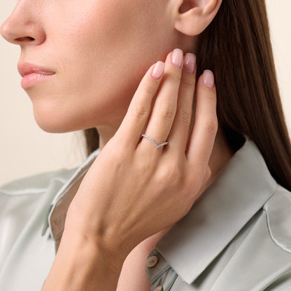 Chevron Pave Ring in 14K White Gold | Monte Luna