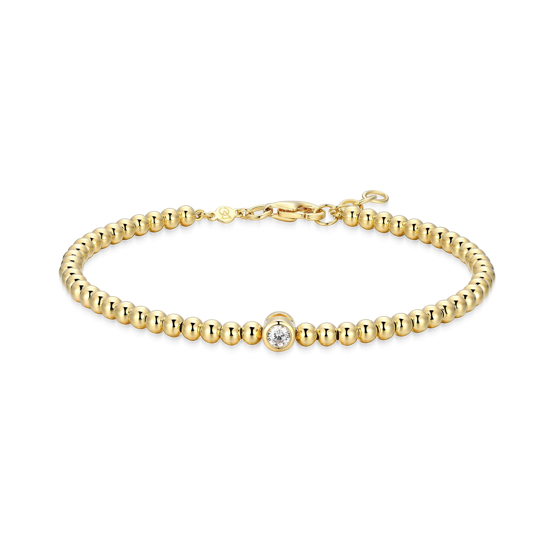 BB0270Y - Bezel-Set Single-Station Lab-Created Diamond Beaded Bracelet | m by monte luna