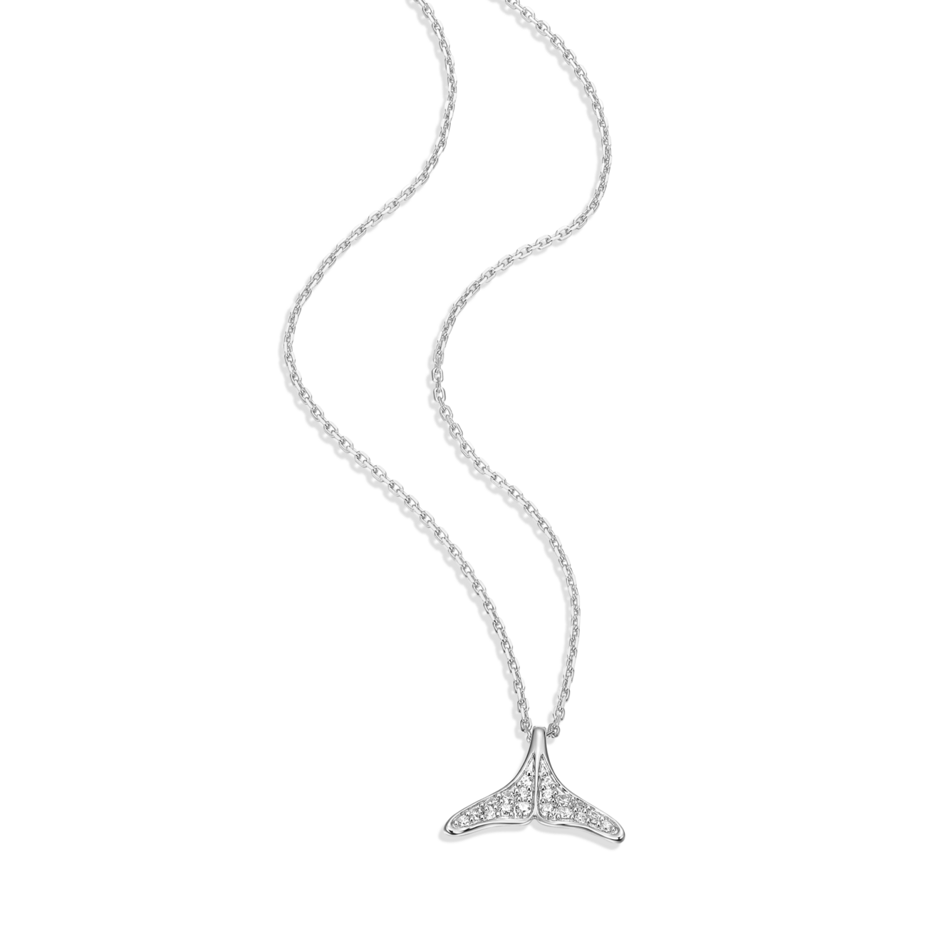 Whale Tail Pendant Necklace in Rhodium-Plated Sterling Silver | M by Monte Luna