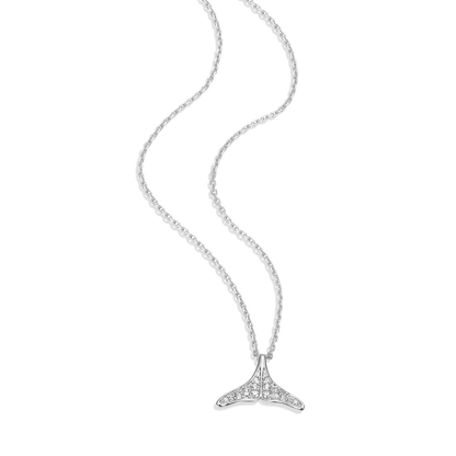 Whale Tail Pendant Necklace in Rhodium-Plated Sterling Silver | M by Monte Luna