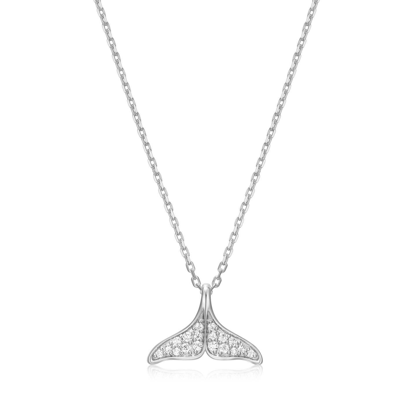 Whale Tail Pendant Necklace in Rhodium-Plated Sterling Silver | M by Monte Luna