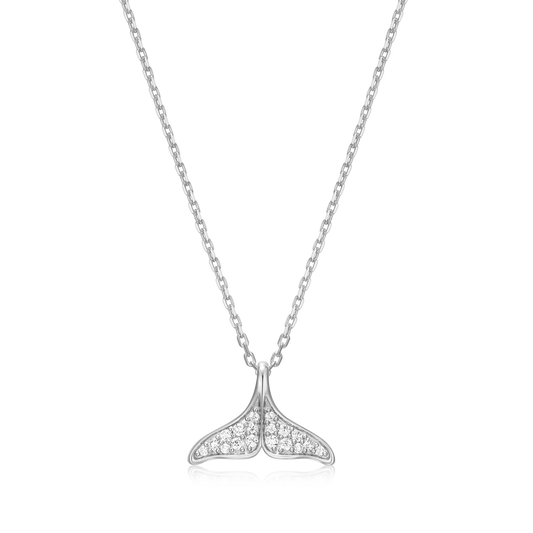 Whale Tail Pendant Necklace in Rhodium-Plated Sterling Silver | M by Monte Luna