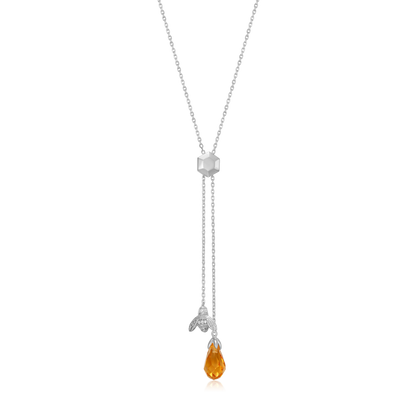 Honey Bee Y-Necklace in Rhodium-Plated Sterling Silver | M by Monte Luna