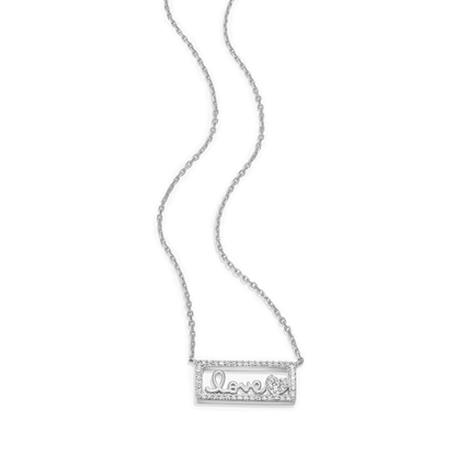 Framed Love Necklace in Rhodium-Plated Sterling Silver | M by Monte Luna