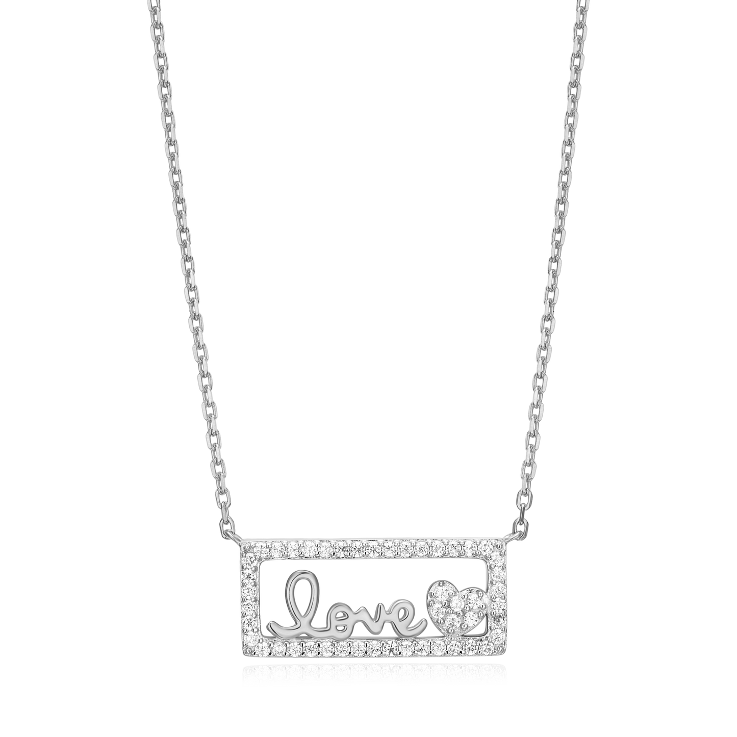 Framed Love Necklace in Rhodium-Plated Sterling Silver | M by Monte Luna