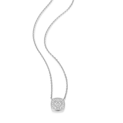 Heart Emblem Cushion Necklace in Rhodium-Plated Sterling Silver | M by Monte Luna