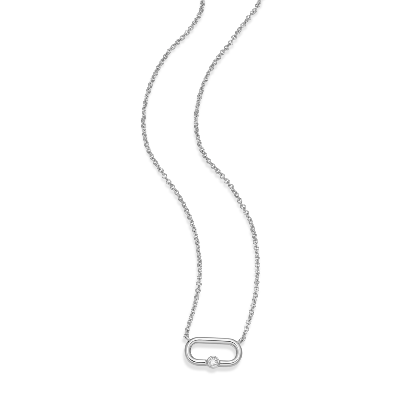 Paperclip & Lab-Created Diamond Accent Pendant Necklace in Rhodium-Plated Sterling Silver | M by Monte Luna
