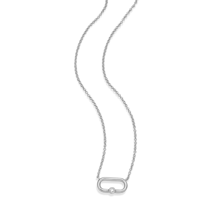 Paperclip & Lab-Created Diamond Accent Pendant Necklace in Rhodium-Plated Sterling Silver | M by Monte Luna