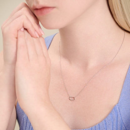 Paperclip & Lab-Created Diamond Accent Pendant Necklace in Rhodium-Plated Sterling Silver | M by Monte Luna