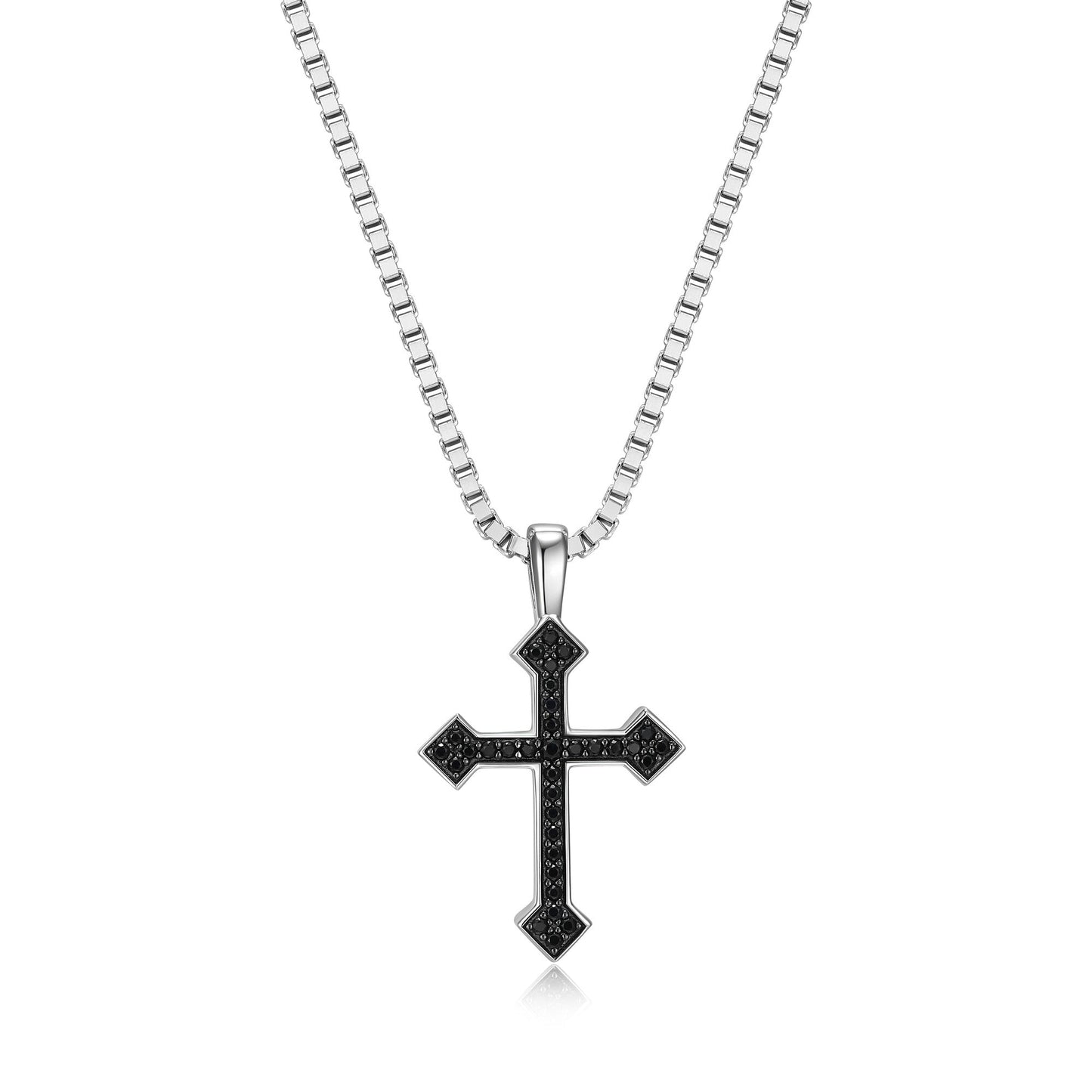 Black Ice Rhodium & Gunmetal-Plated Sterling Silver Gothic Cross Pendant Necklace | ethos