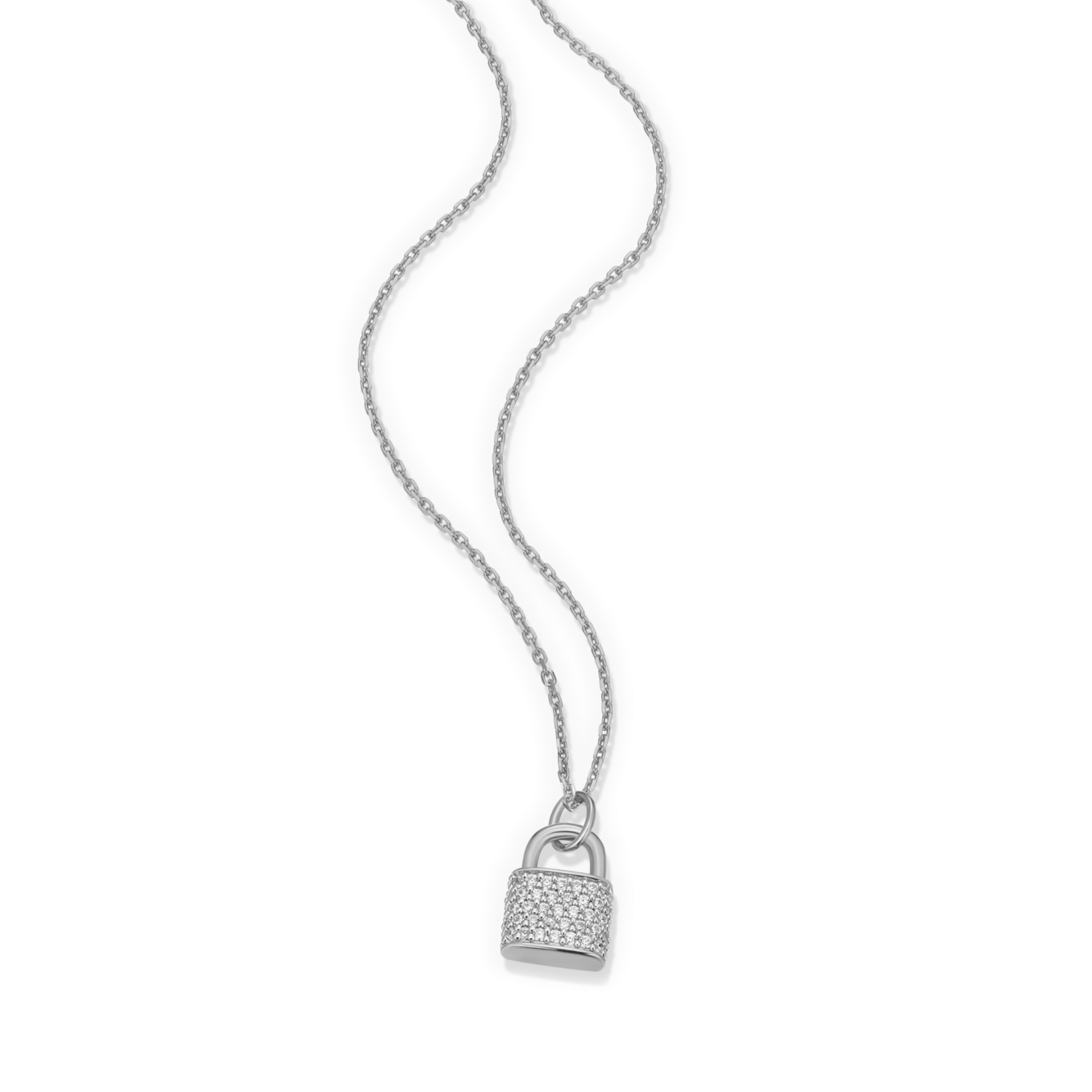 Lock Pendant Necklace in Rhodium-Plated Sterling Silver | M by Monte Luna