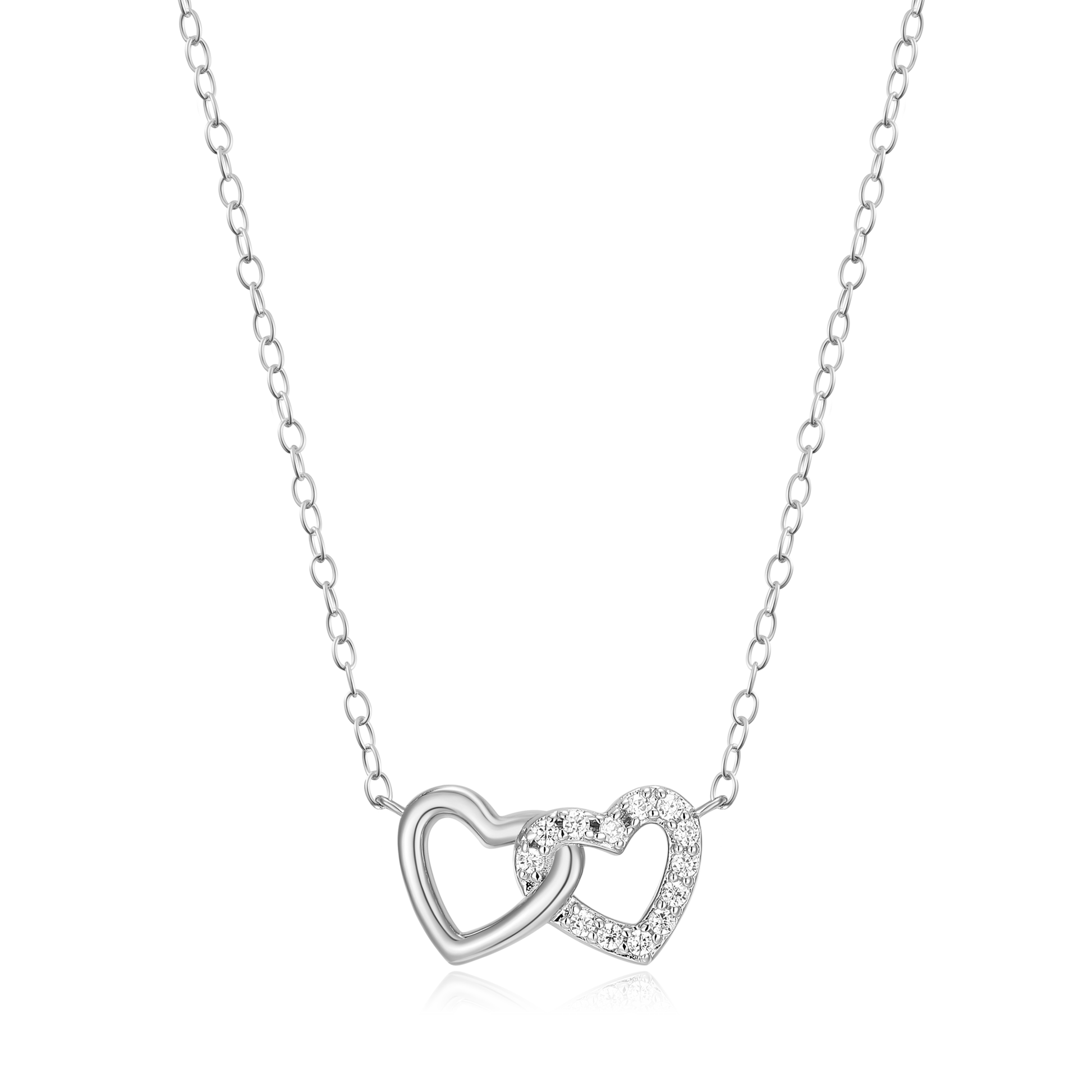 Open Twin Heart Necklace in Rhodium-Plated Sterling Silver | M by Monte Luna