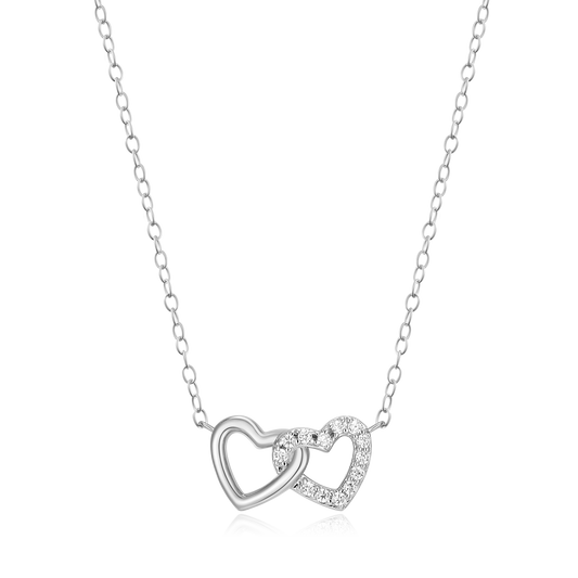 Open Twin Heart Necklace in Rhodium-Plated Sterling Silver | M by Monte Luna