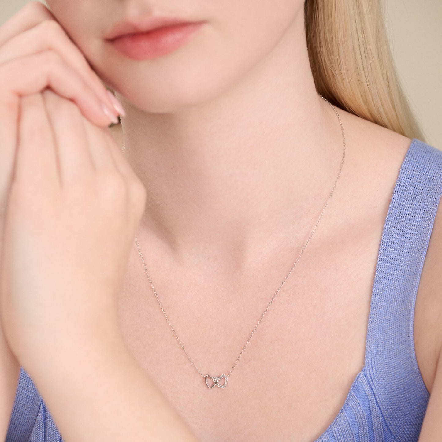 Open Twin Heart Necklace in Rhodium-Plated Sterling Silver | M by Monte Luna