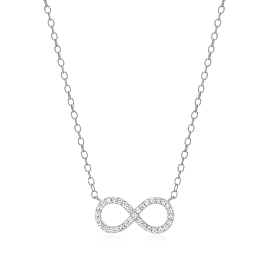 Infinity Statement Necklace in Rhodium-Plated Sterling Silver | M by Monte Luna