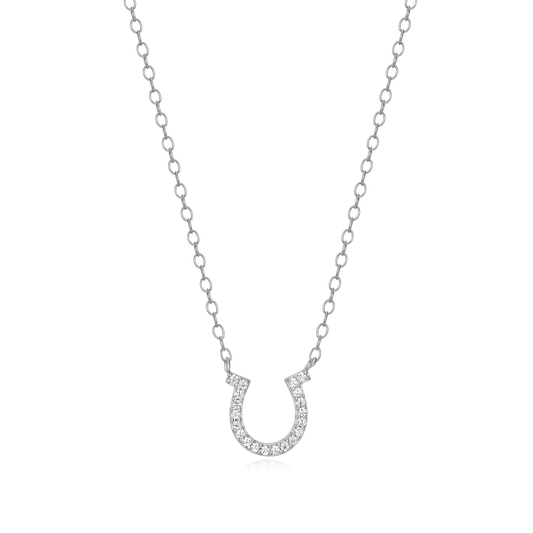 Horseshoe Statement Necklace in Rhodium-Plated Sterling Silver | M by Monte Luna