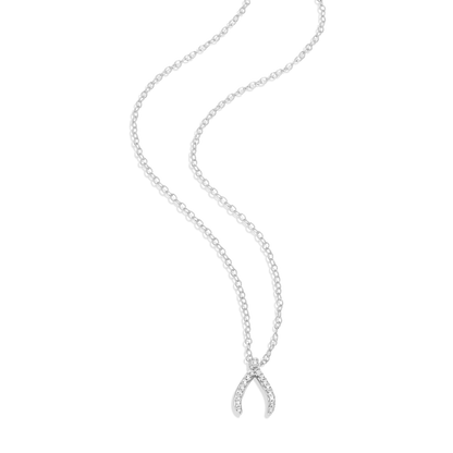 Wishbone Pendant Necklace in Rhodium-Plated Sterling Silver | M by Monte Luna