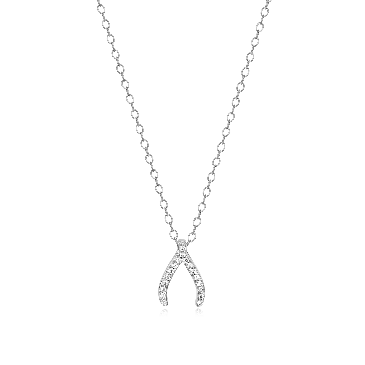 Wishbone Pendant Necklace in Rhodium-Plated Sterling Silver | M by Monte Luna