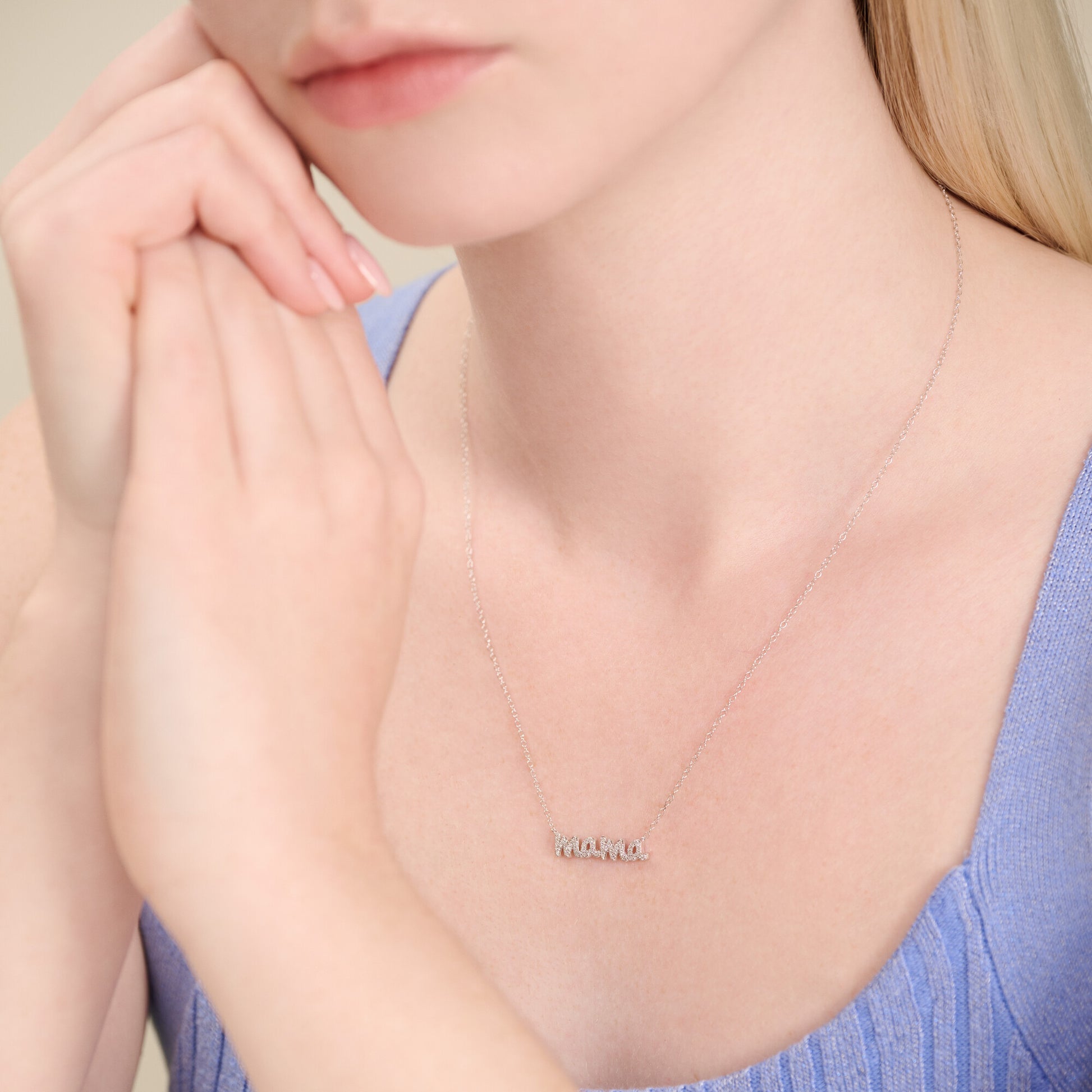 Mama Statement Necklace in Rhodium-Plated Sterling Silver | M by Monte Luna