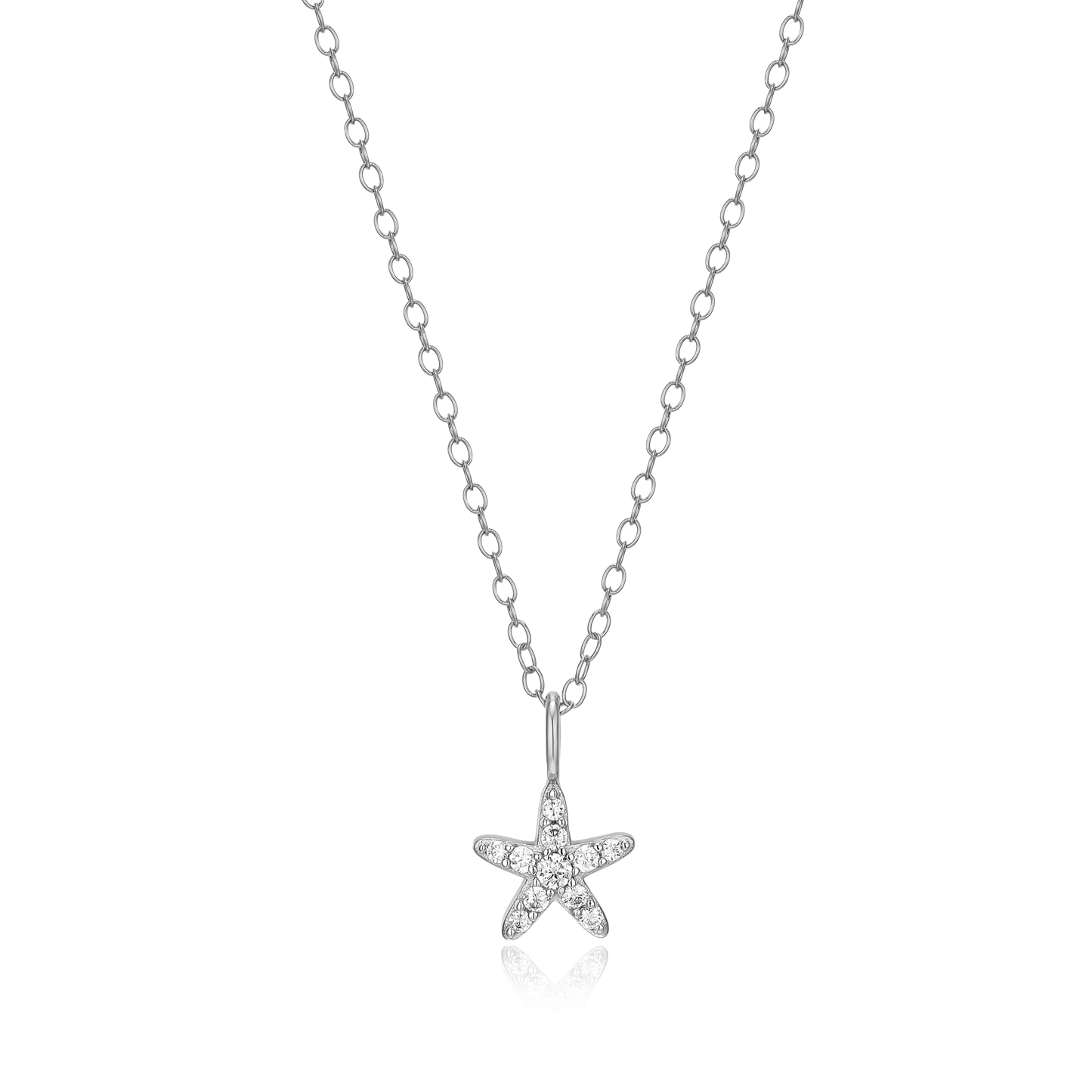Starfish Statement Necklace in Rhodium-Plated Sterling Silver | M by Monte Luna