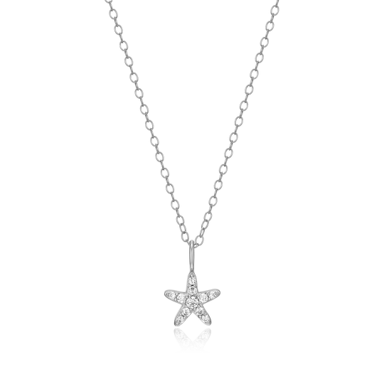 Starfish Statement Necklace in Rhodium-Plated Sterling Silver | M by Monte Luna