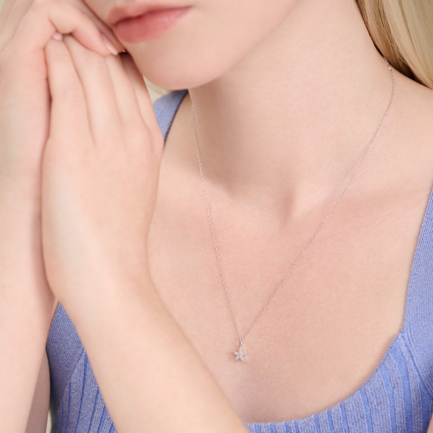 Starfish Statement Necklace in Rhodium-Plated Sterling Silver | M by Monte Luna