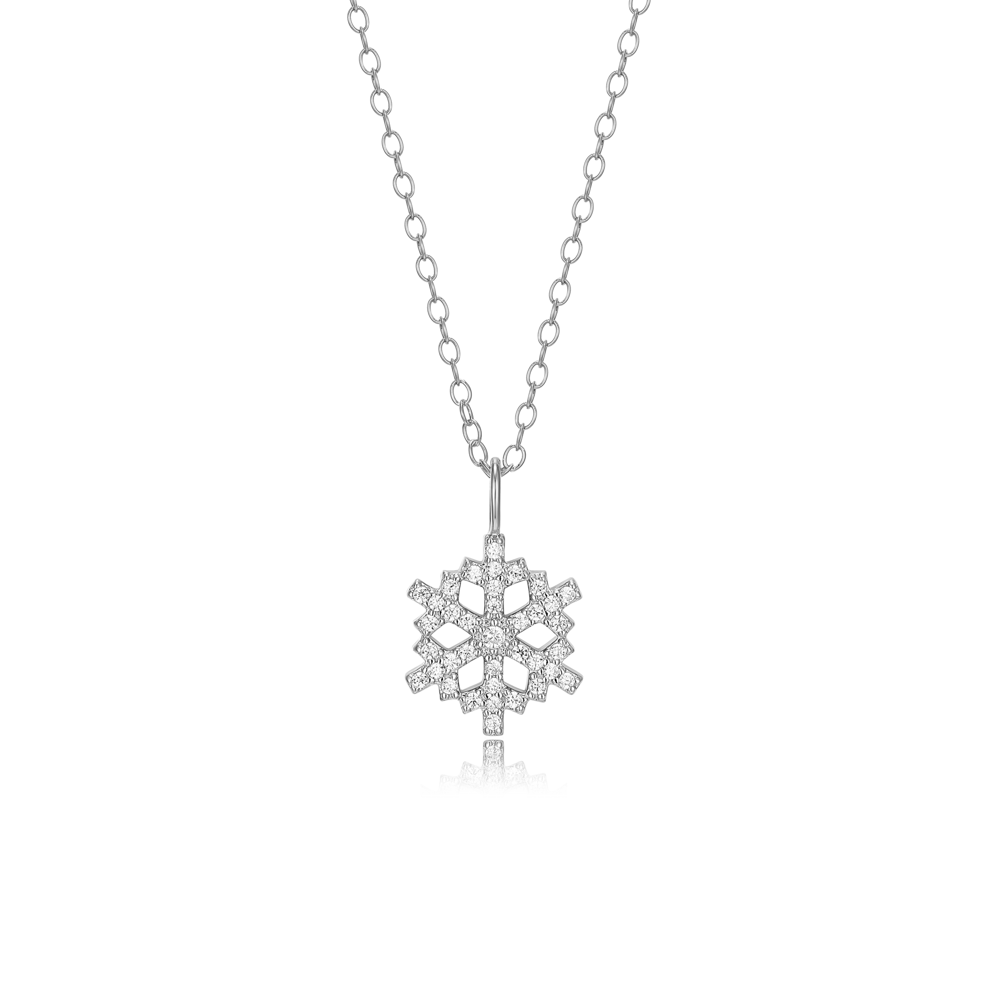 Snowflake Pendant Necklace in Rhodium-Plated Sterling Silver | M by Monte Luna