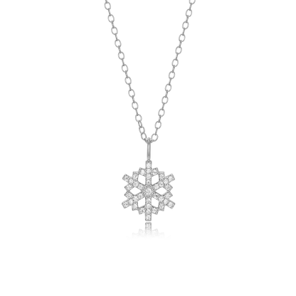 Snowflake Pendant Necklace in Rhodium-Plated Sterling Silver | M by Monte Luna