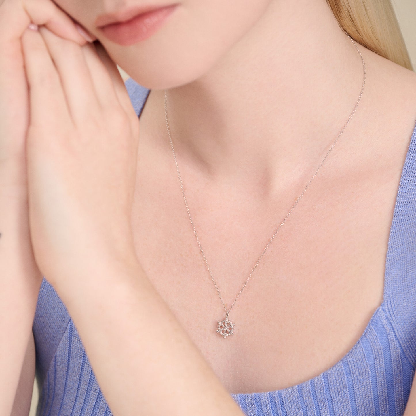 Snowflake Pendant Necklace in Rhodium-Plated Sterling Silver | M by Monte Luna