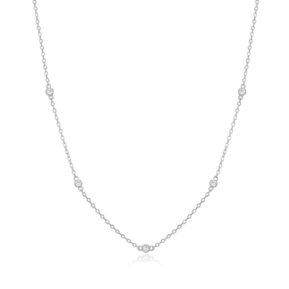 Bezel-Set Lab-Created Diamond Station Necklace in Rhodium-Plated Sterling Silver | M by Monte Luna