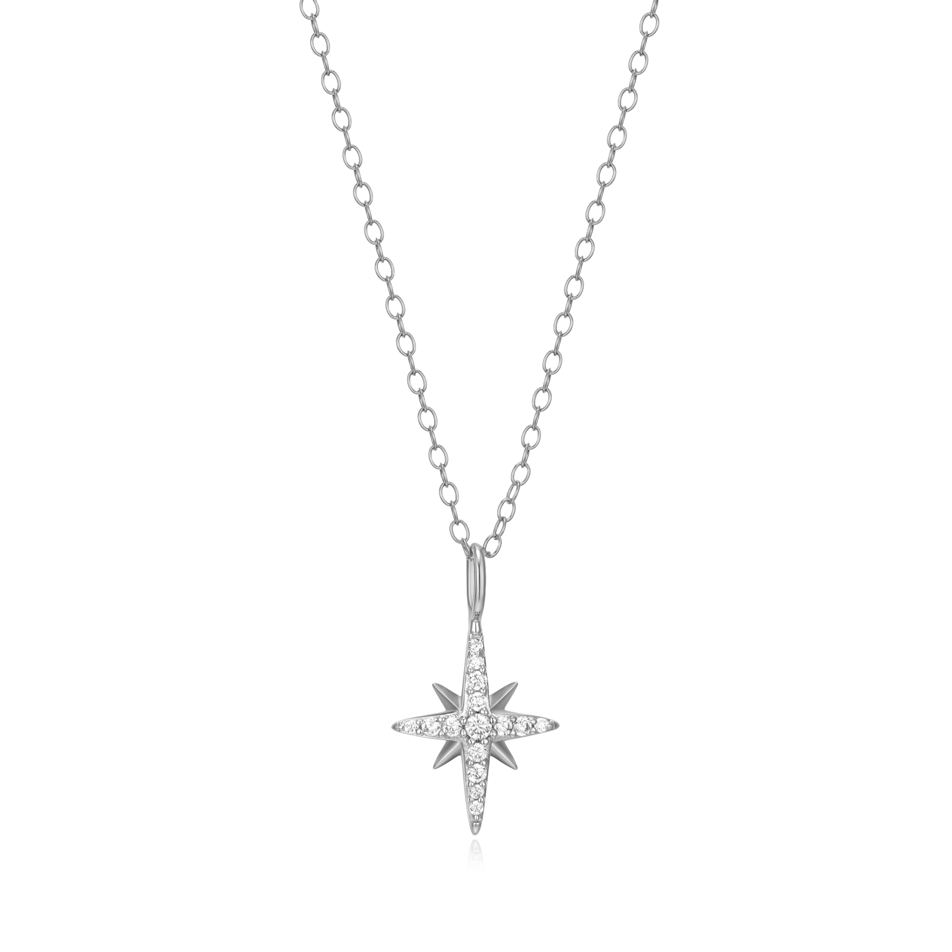 Cardinal Points Pendant Necklace in Rhodium-Plated Sterling Silver | M by Monte Luna