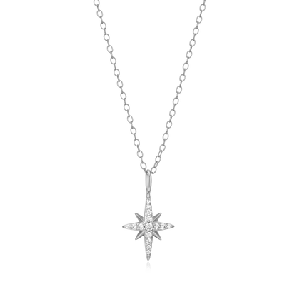 Cardinal Points Pendant Necklace in Rhodium-Plated Sterling Silver | M by Monte Luna