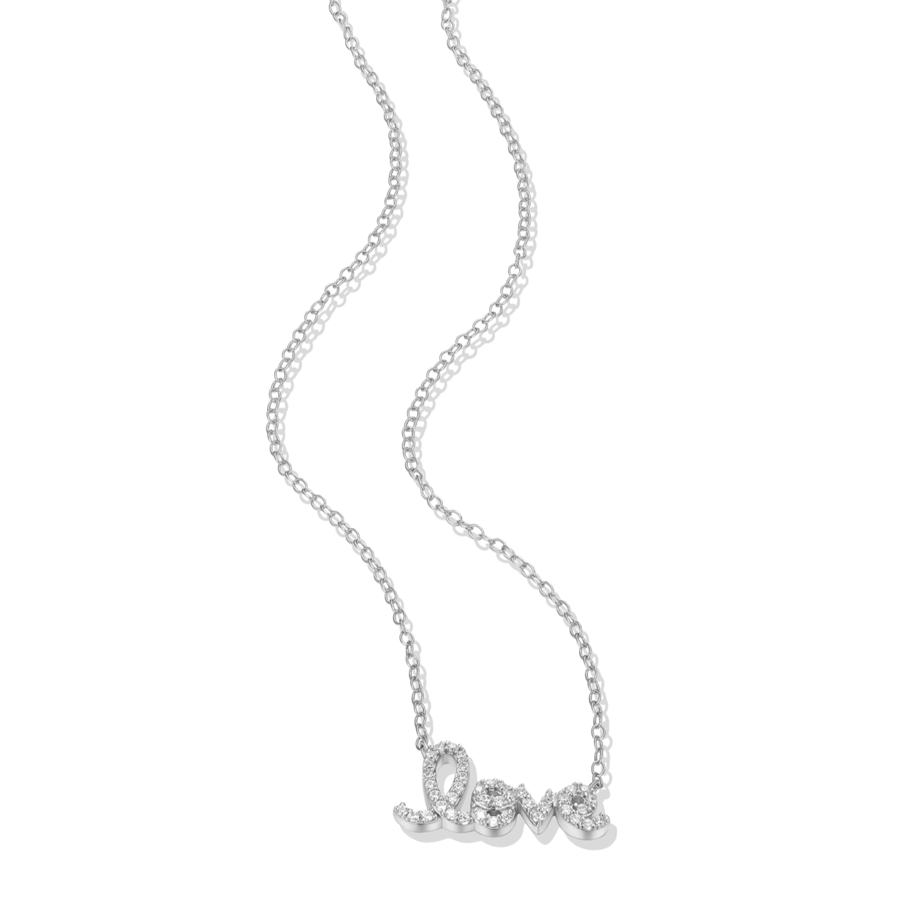 Love Statement Necklace in Rhodium-Plated Sterling Silver | M by Monte Luna