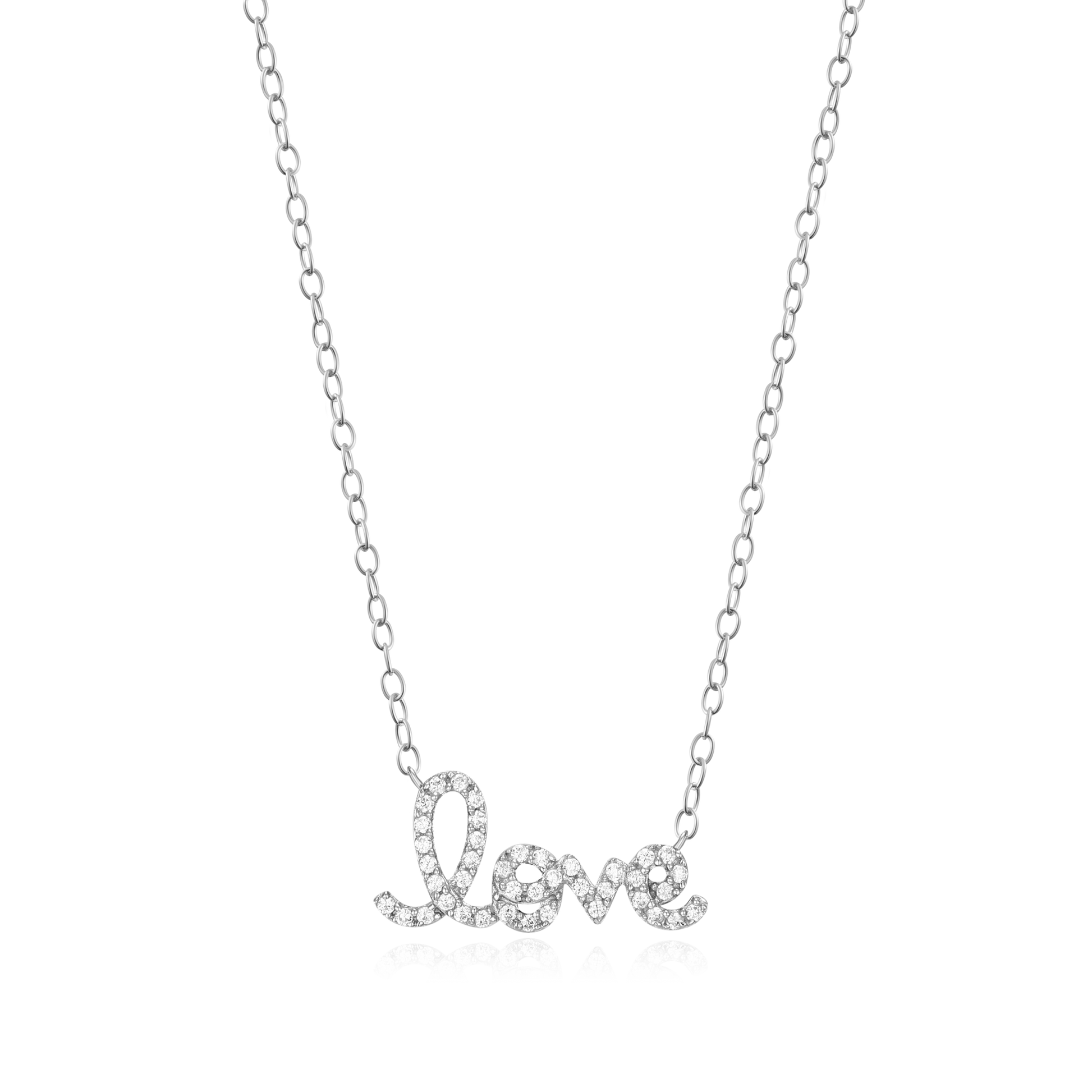 Love Statement Necklace in Rhodium-Plated Sterling Silver | M by Monte Luna