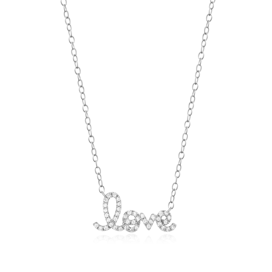 Love Statement Necklace in Rhodium-Plated Sterling Silver | M by Monte Luna