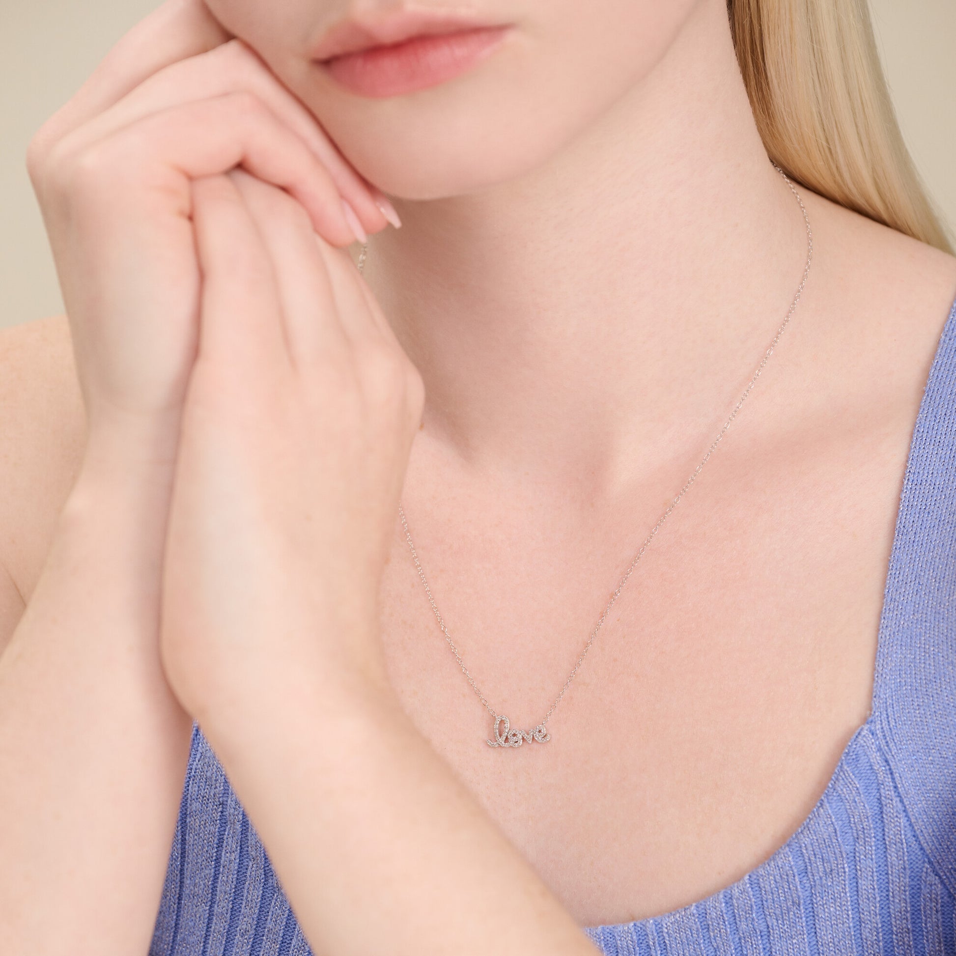 Love Statement Necklace in Rhodium-Plated Sterling Silver | M by Monte Luna