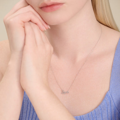 Love Statement Necklace in Rhodium-Plated Sterling Silver | M by Monte Luna