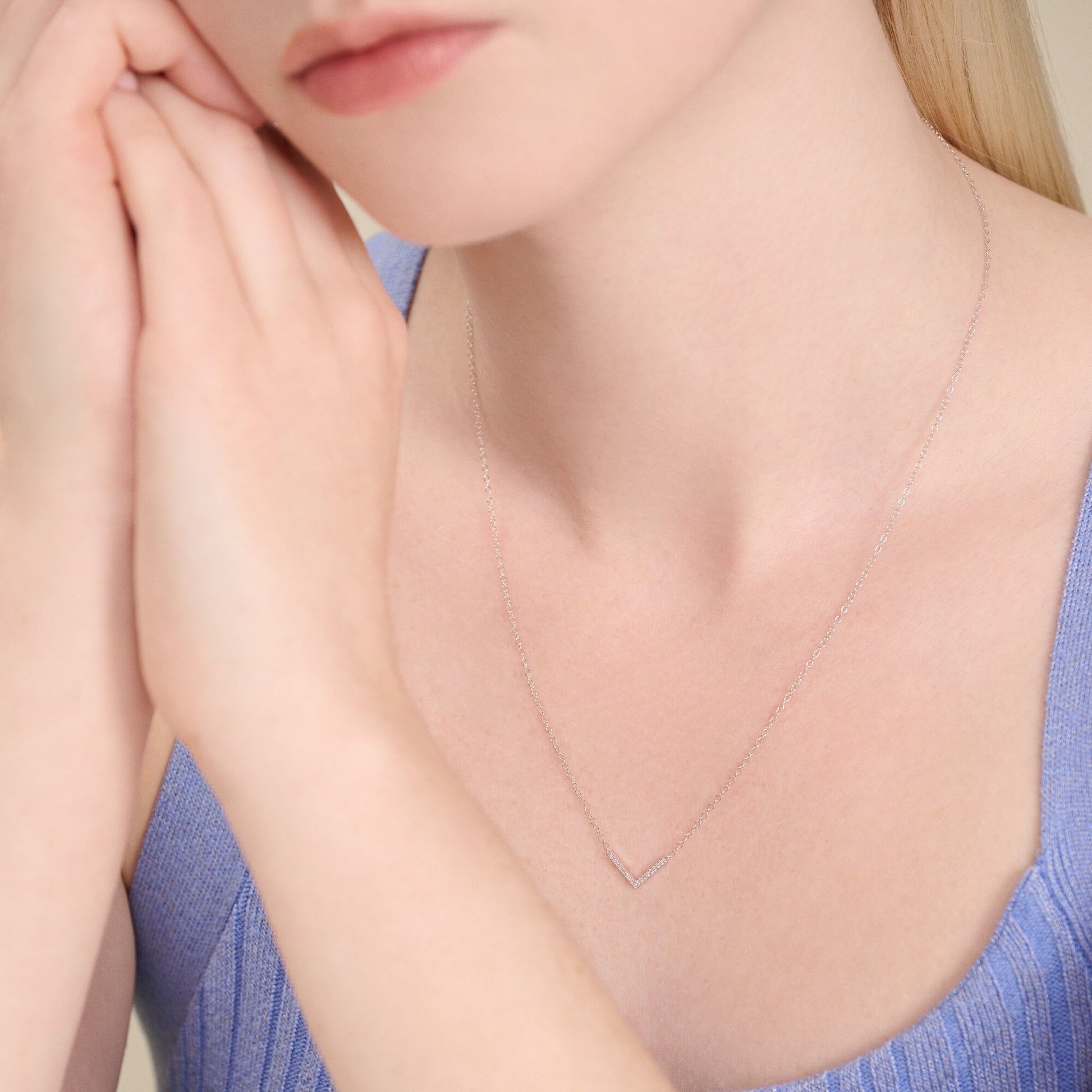 Chevron Statement Necklace in Rhodium-Plated Sterling Silver | M by Monte Luna