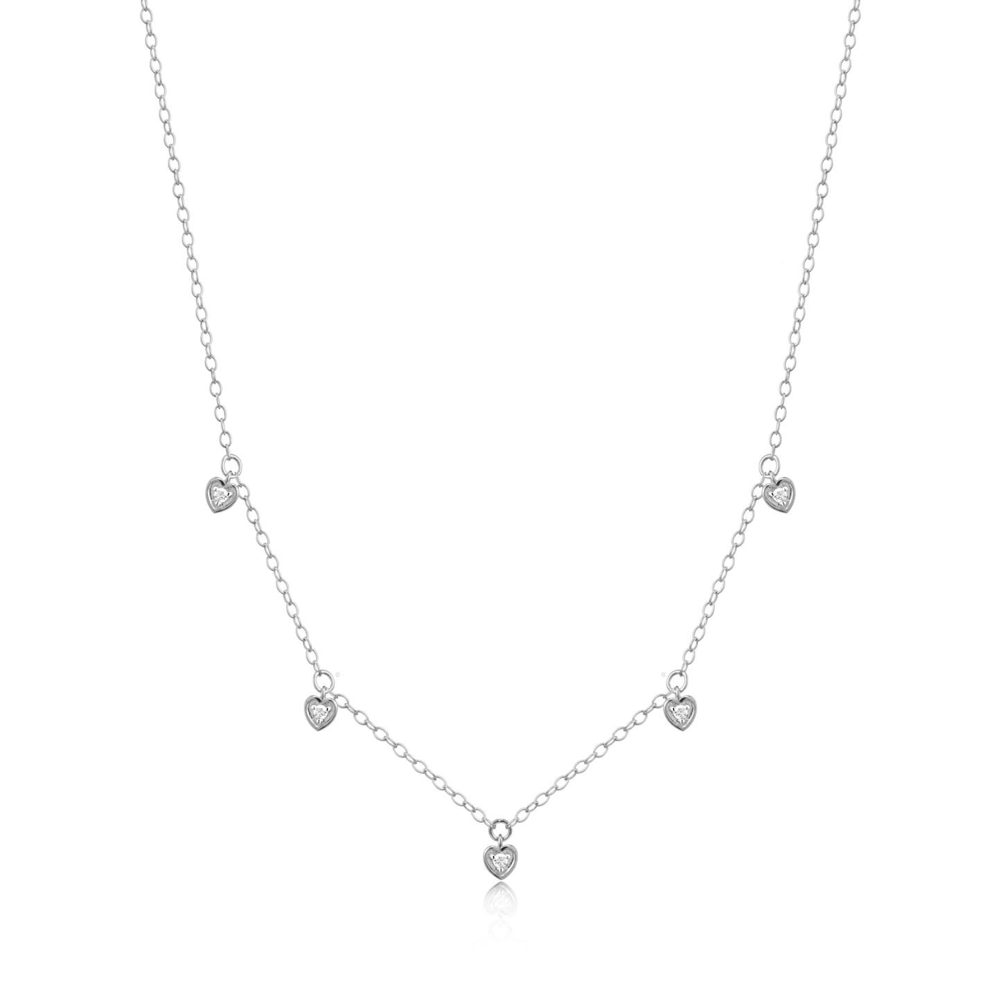 Dangling Hearts Necklace in Rhodium-Plated Sterling Silver | M by Monte Luna