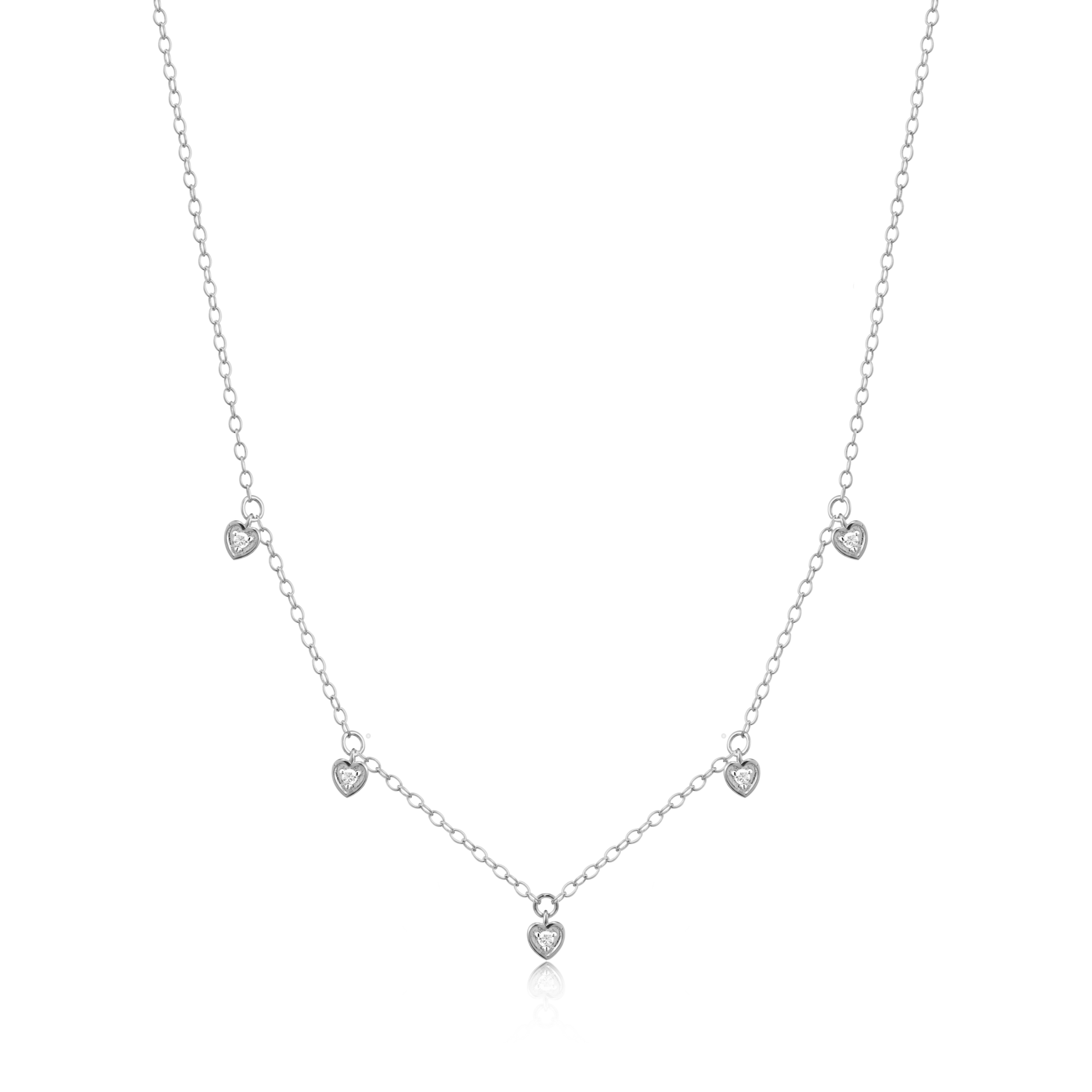 Dangling Hearts Necklace in Rhodium-Plated Sterling Silver | M by Monte Luna