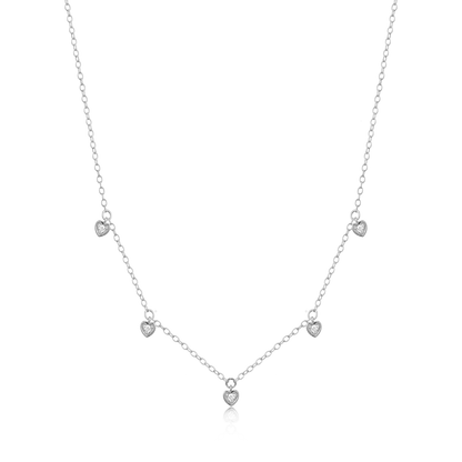 Dangling Hearts Necklace in Rhodium-Plated Sterling Silver | M by Monte Luna