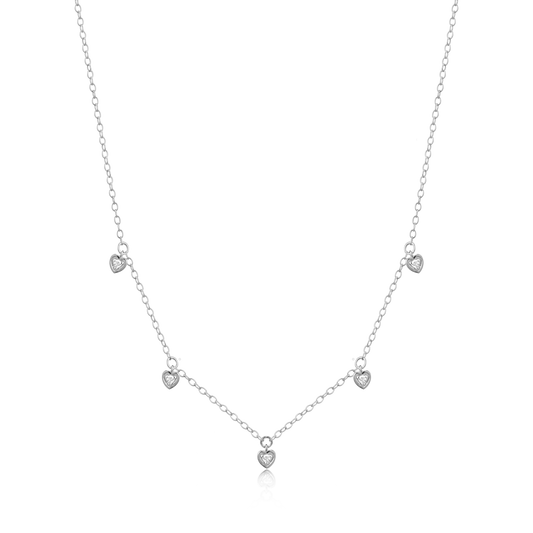 Dangling Hearts Necklace in Rhodium-Plated Sterling Silver | M by Monte Luna