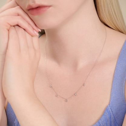 Dangling Hearts Necklace in Rhodium-Plated Sterling Silver | M by Monte Luna